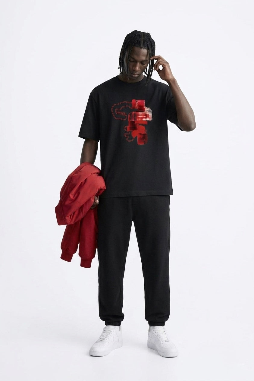 red paint shirt