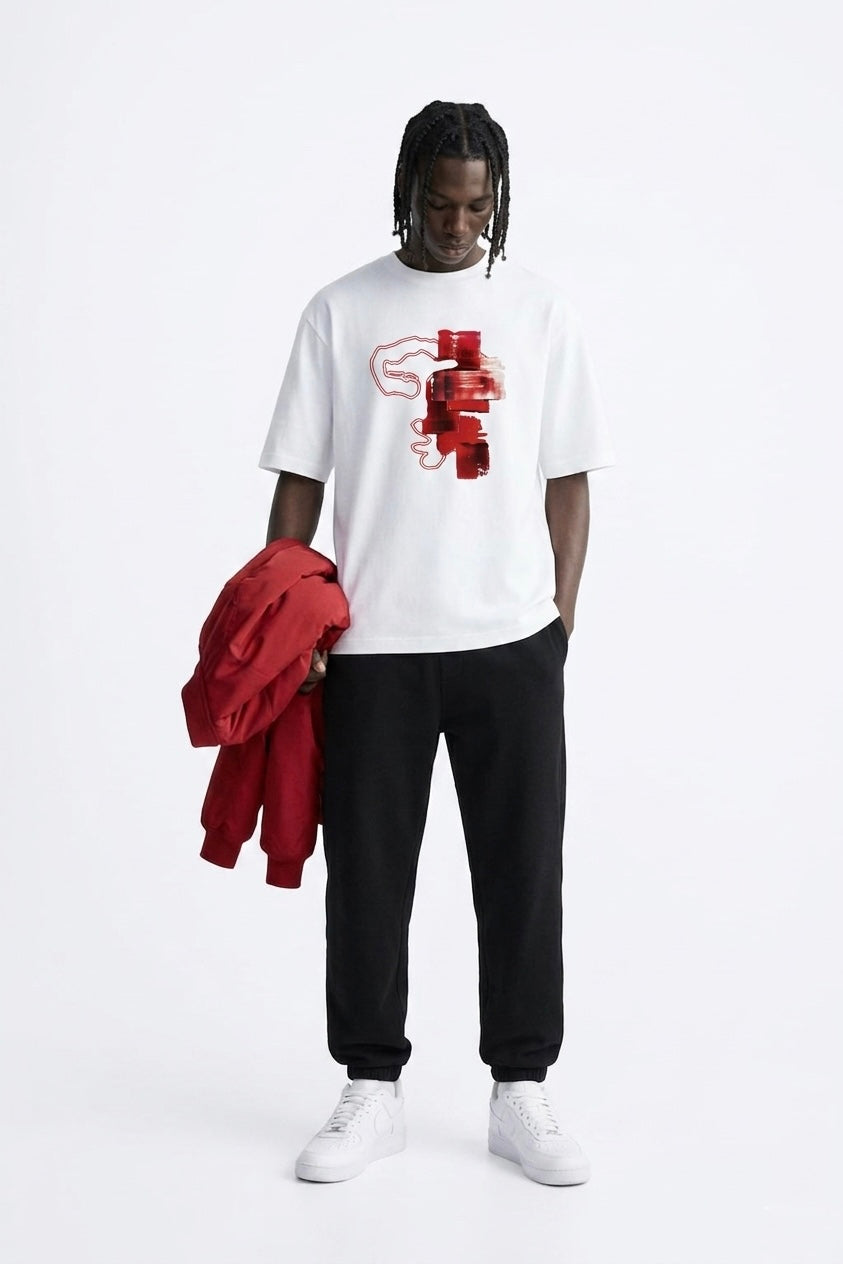 red paint shirt